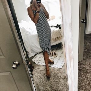 Striped stretchy maxi dress